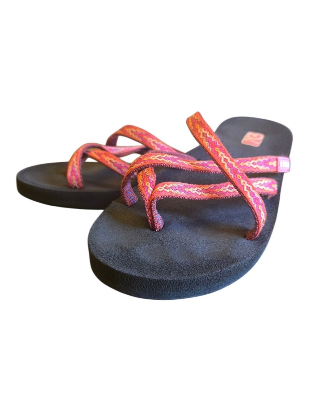 Teva Olowahu Orange Pink Strappy Flip-Flop Thong Sandals Summer Beach Mush 7